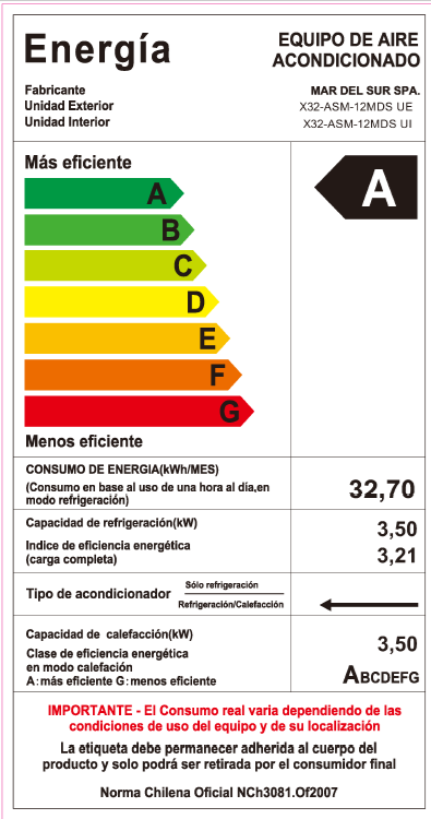 Aire Acondicionado X32 con WIFI Inverter VESTA 12000BTU 20 a 26m2 R32