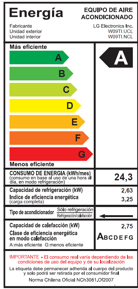 DUALCOOL PRO aire acondicionado split frio/calor Inverter LG 9000BTU 16-20m2