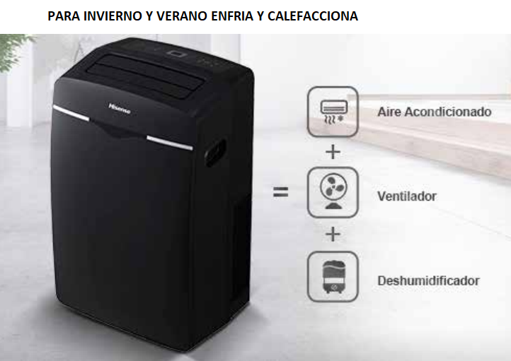 Aire Acondicionado Portátil HISENSE 12000BTU Frío y Calor