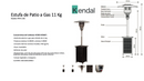 Estufa de Patio a Gas 11kg KENDAL + ARMADO de Estufa